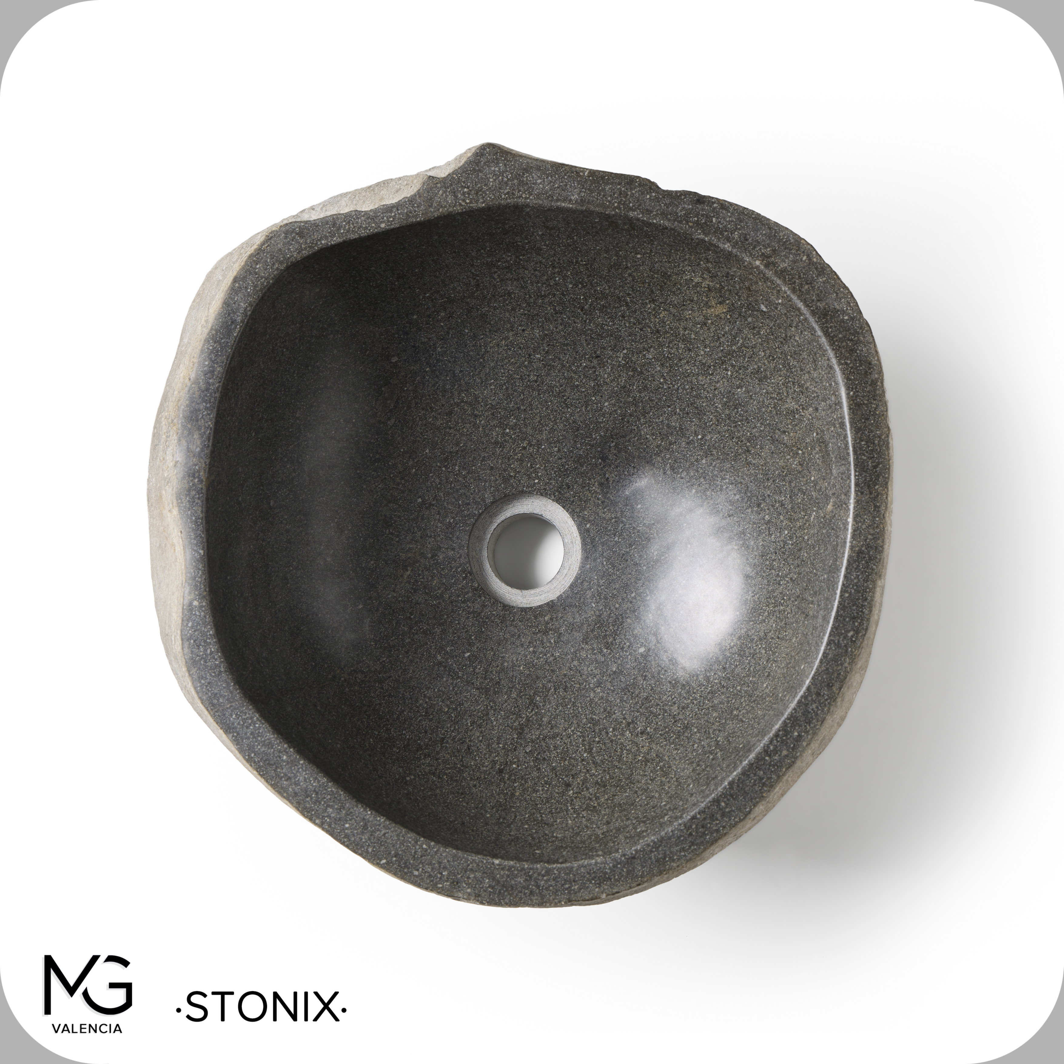 Lavabo de piedra natural de rio | STONIX | 42x35x15 cm