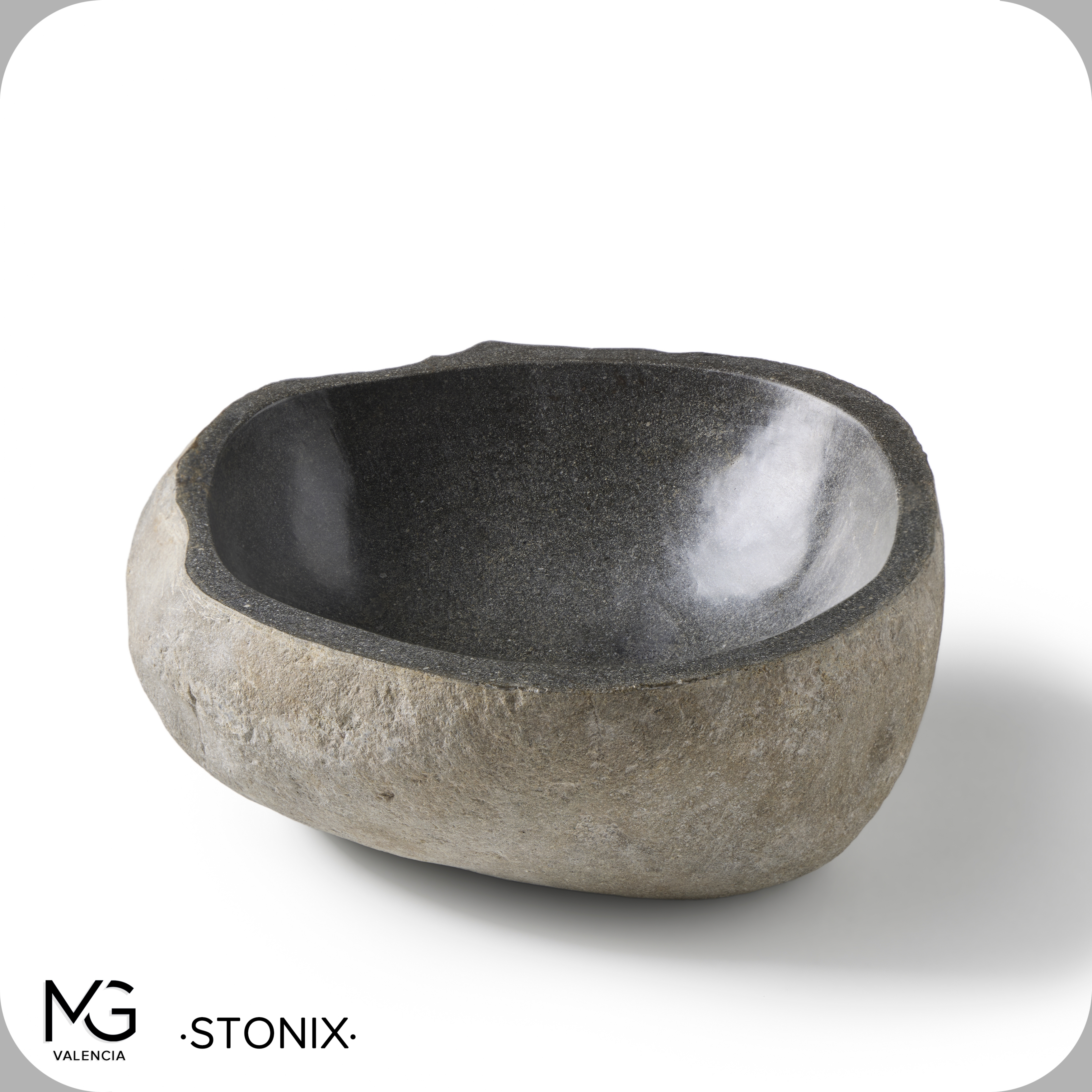 Lavabo de piedra natural de rio | STONIX | 42x35x15 cm