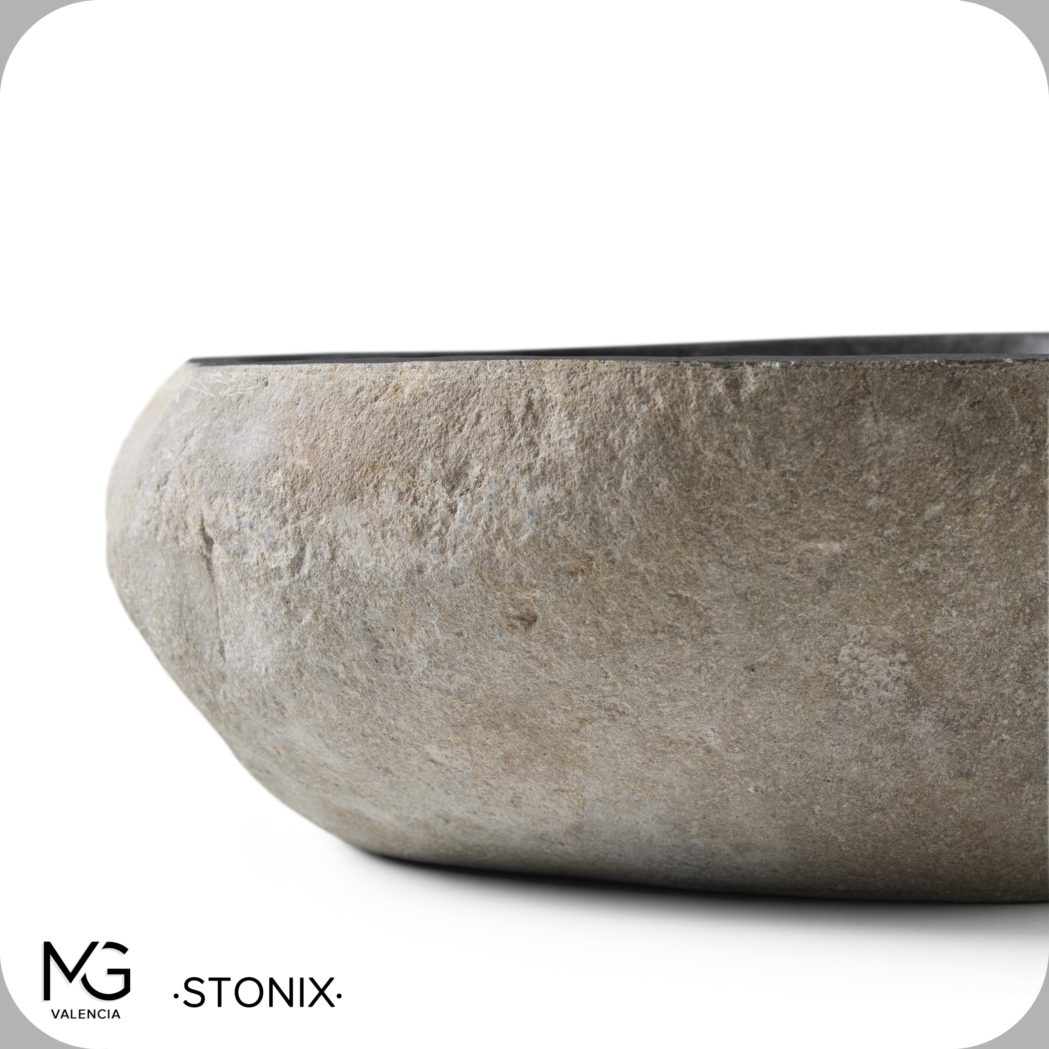 Lavabo de piedra natural de rio | STONIX | 42x35x15 cm