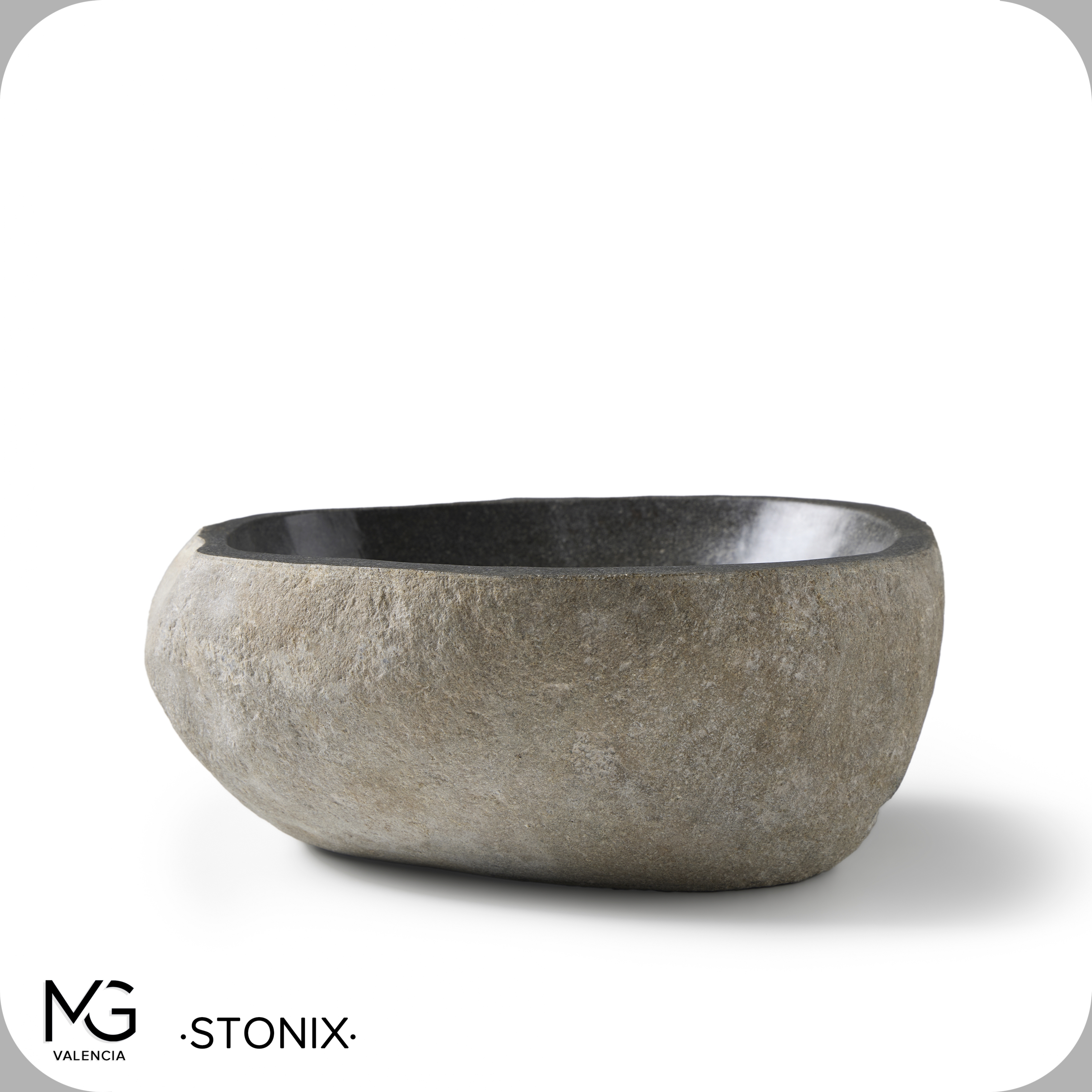 Lavabo de piedra natural de rio | STONIX | 42x35x15 cm